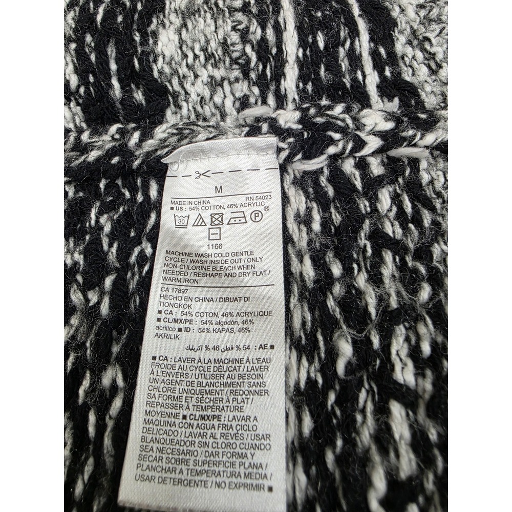 Old Navy Womens Medium Black White Geometric Fringe Open Front Cardigan Sweater - Picture 7 of 10